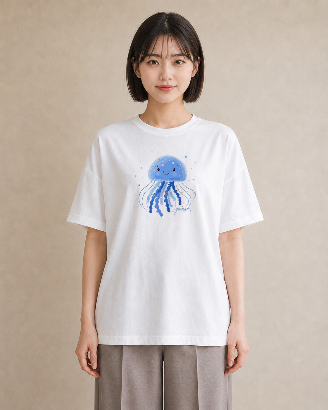 Tシャツ レディース くらげ クラゲ 海の生き物 海 イラスト 抜け感 デイリーウェア 休日 白T