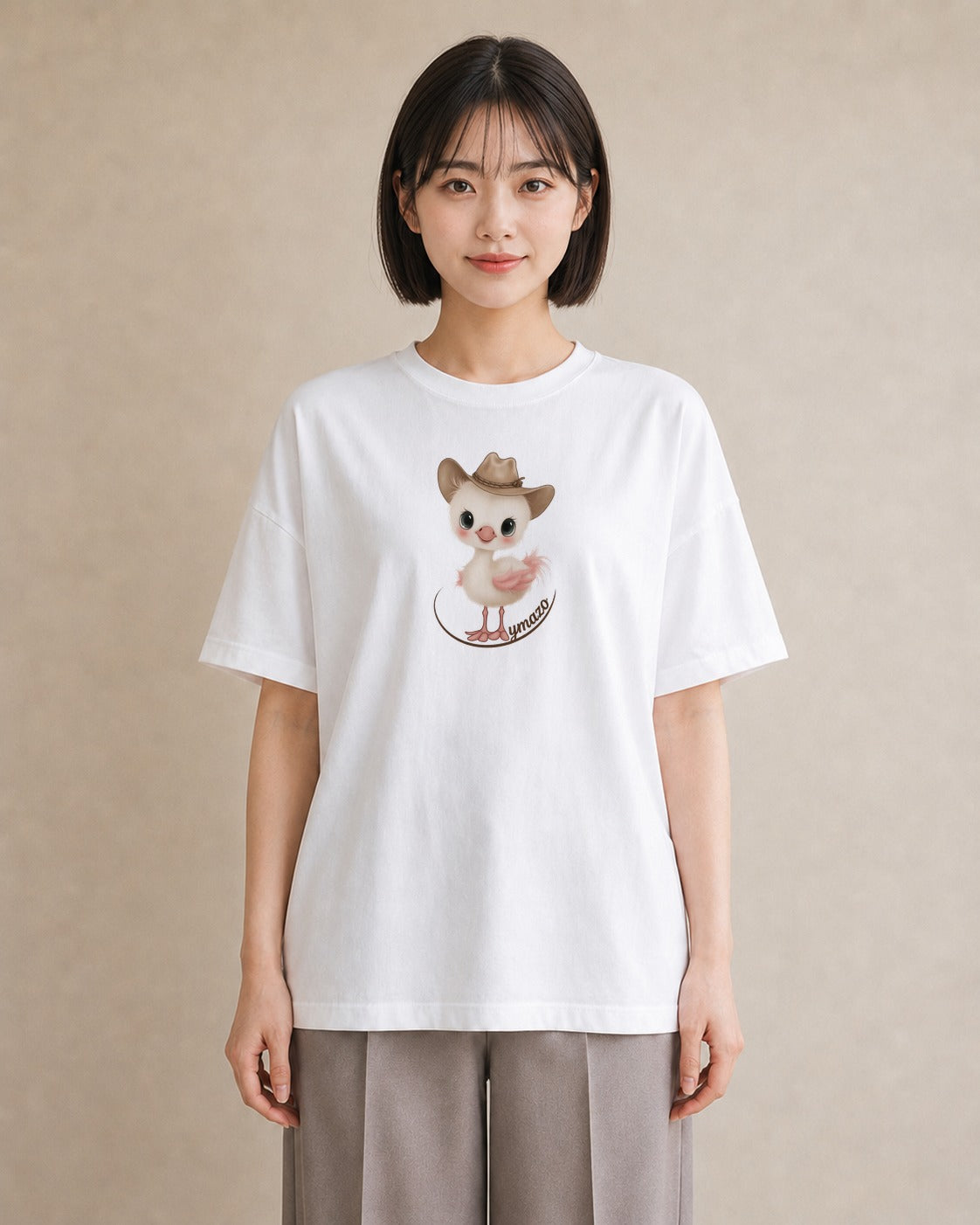 半袖Tシャツ レディース フラミンゴ 動物 アニマル イラスト 手描き風 カフェ巡り 女子会 白T