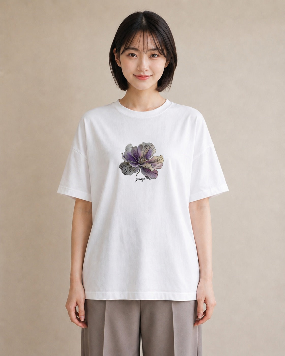 グラフィックTシャツ レディース あさがお 朝顔 花 花柄 イラスト きれいめカジュアル カフェ服 クリスマス 白T