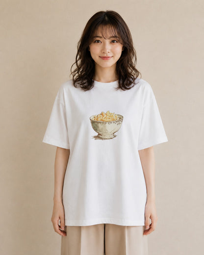 半袖Tシャツ レディース ポップコーン 食べ物 フード イラスト 可愛い 旅行 母娘コーデ 白T