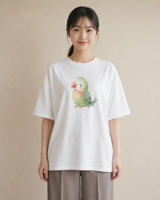 デザインTシャツ レディース 桜文鳥 ペット 動物 イラスト ミニマル 敬老の日 ホワイトデー 白T