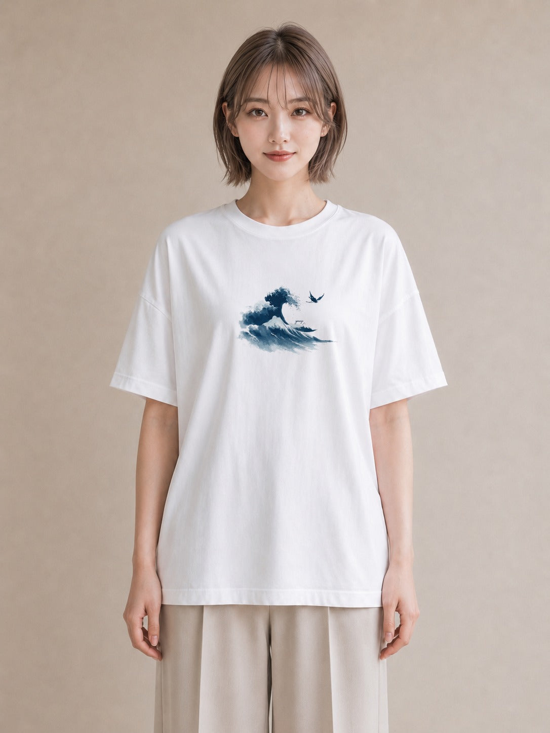 デザインTシャツ レディース 波 星空 宇宙 イラスト ヴィンテージ風 ギフト 母の日 白T