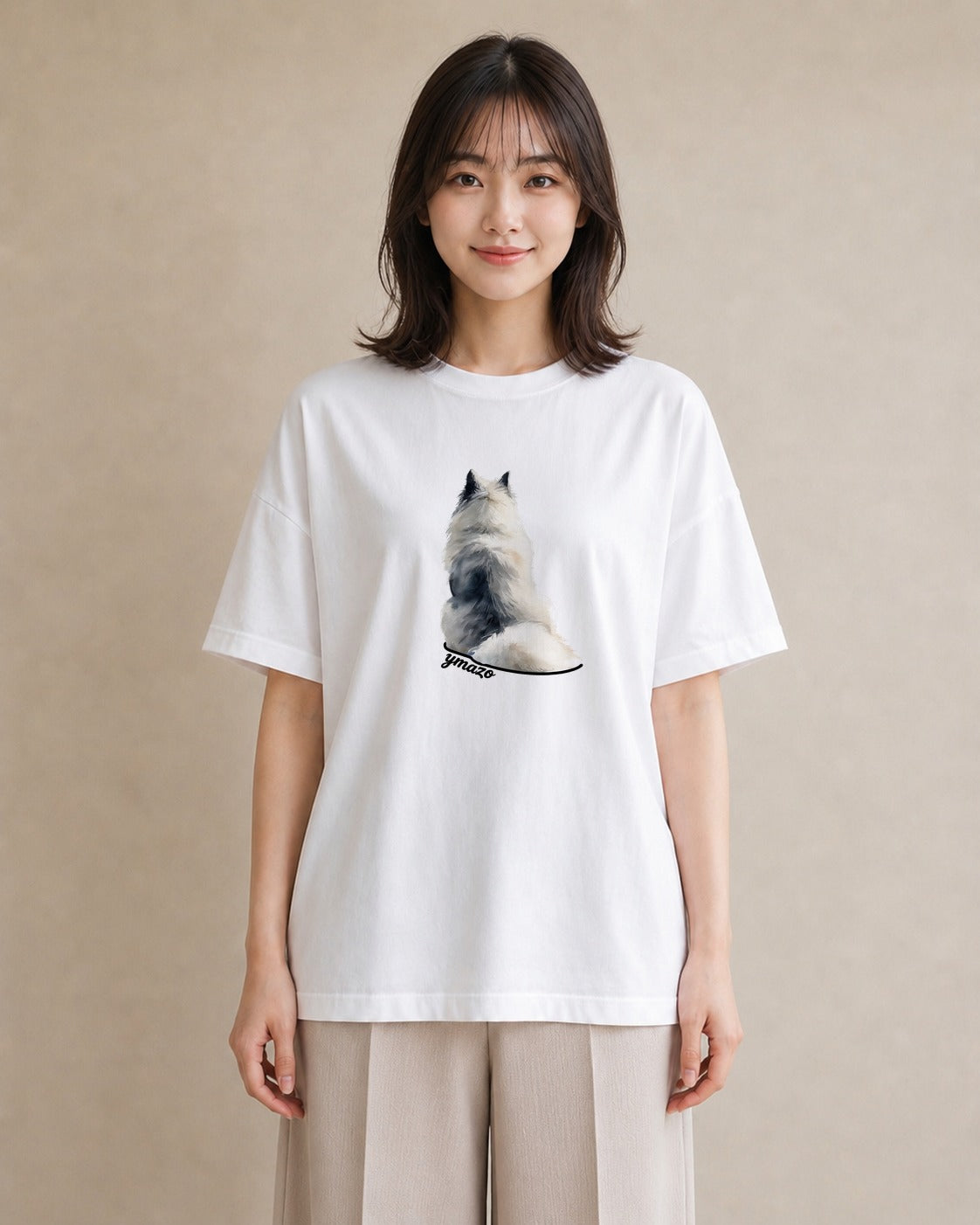 グラフィックTシャツ レディース サモエド 犬 いぬ イラスト ミニマル 部屋着 女性向けギフト 白T