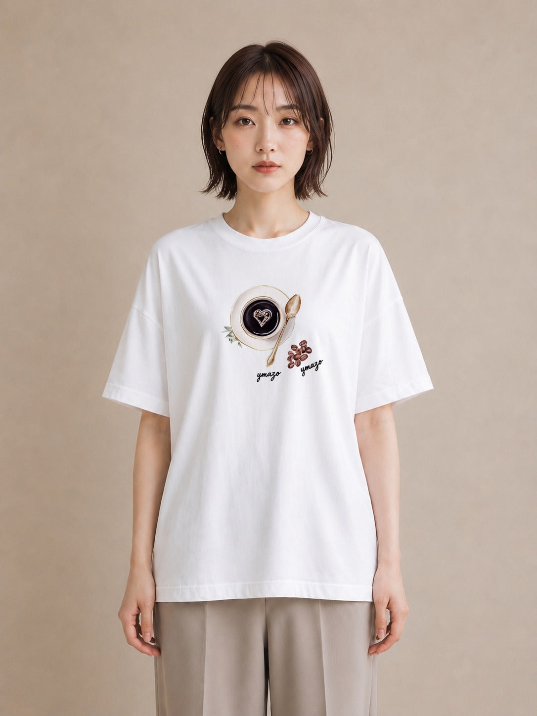 グラフィックTシャツ レディース カフェオレ 食べ物 フード イラスト こなれ感 友達ギフト 部屋着 白T