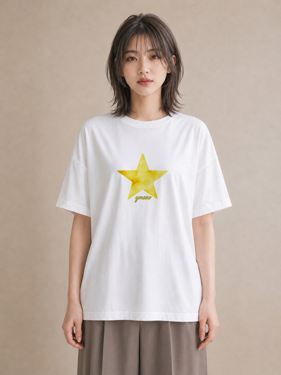 プリントTシャツ レディース 流れ星 星空 宇宙 イラスト 線画 在宅 公園 白T