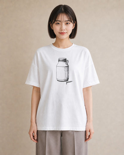 プリントTシャツ レディース ミルク 食べ物 フード イラスト ゆるかわ 女性 旅行用 白T