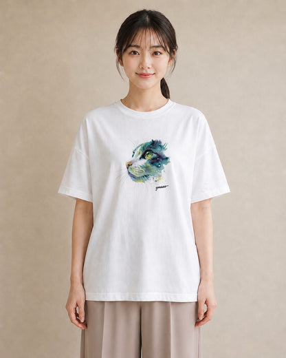 グラフィックTシャツ レディース ラグドール 猫 ねこ イラスト 線画 姉妹 送別ギフト 白T