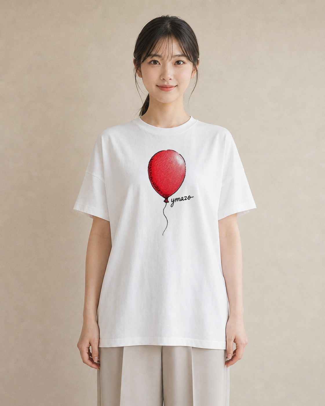 デザインTシャツ レディース 紙風船 和紙 ナチュラル アンティーク イラスト モード ペアコーデ 秋コーデ 白T
