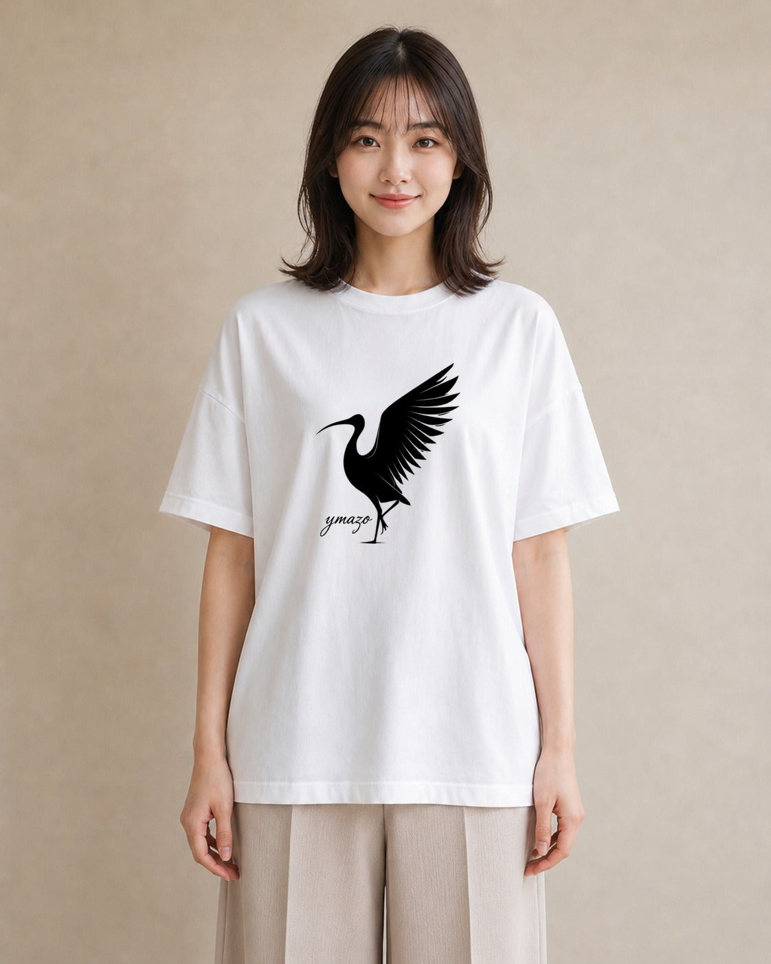 デザインTシャツ レディース 折り鶴 折り紙 ナチュラル アンティーク イラスト モード 20代 カジュアルコーデ 白T