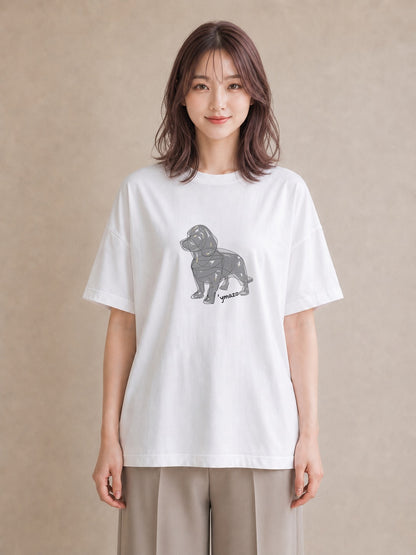 デザインTシャツ レディース 犬 いぬ わんこ イラスト ゆるコーデ おしゃれギフト 社会人 白T