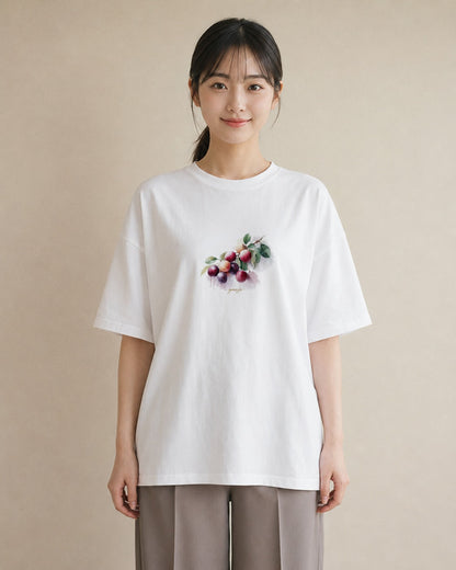 デザインTシャツ レディース 木の実 植物 ボタニカル イラスト カフェコーデ お出かけ 普段着 白T