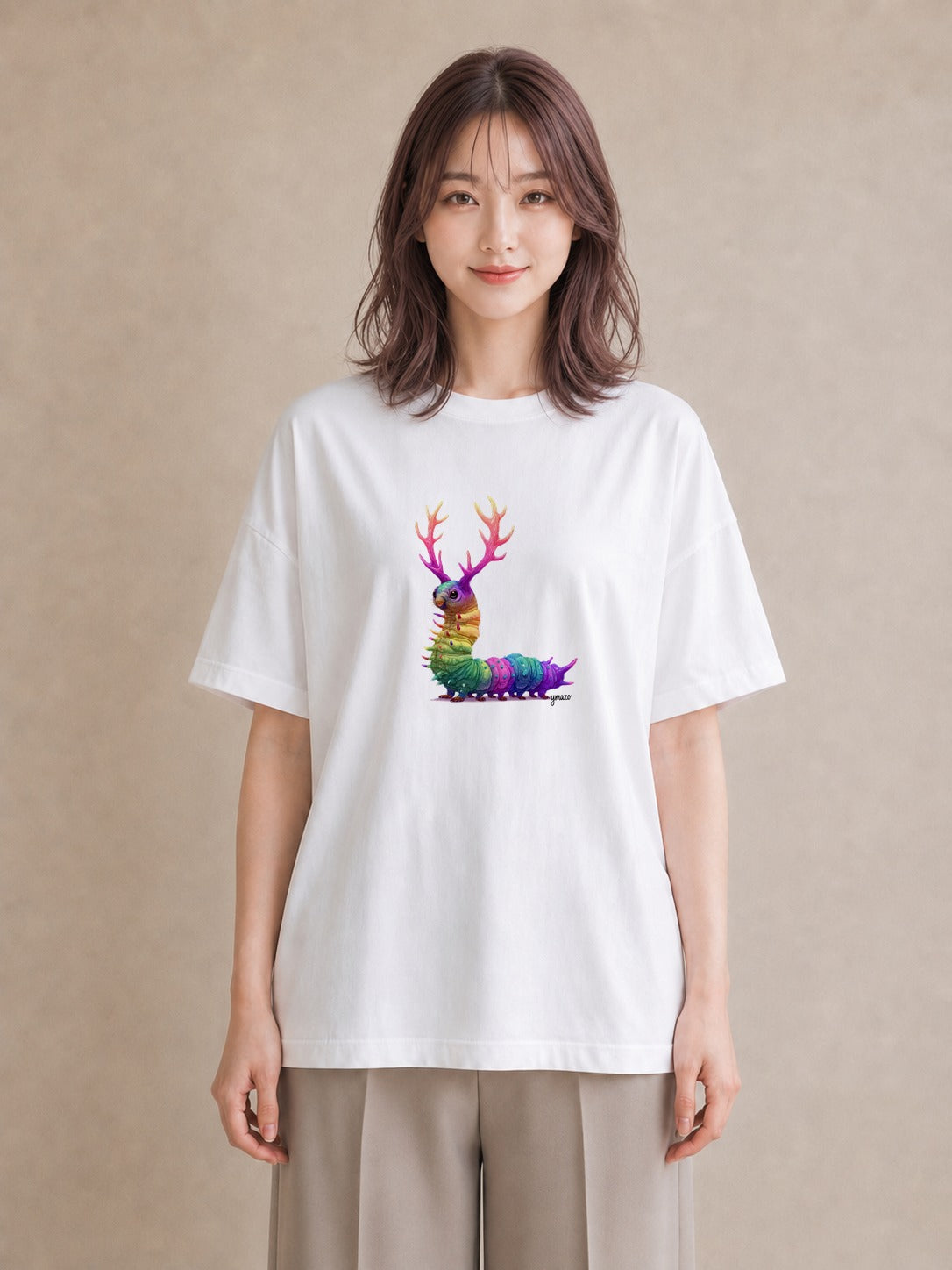 プリントTシャツ レディース クワガタ 昆虫 虫 イラスト ゆるコーデ デイリーウェア 休日 白T