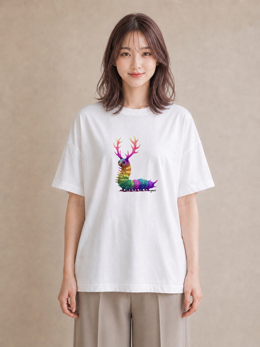 プリントTシャツ レディース クワガタ 昆虫 虫 イラスト ゆるコーデ デイリーウェア 休日 白T