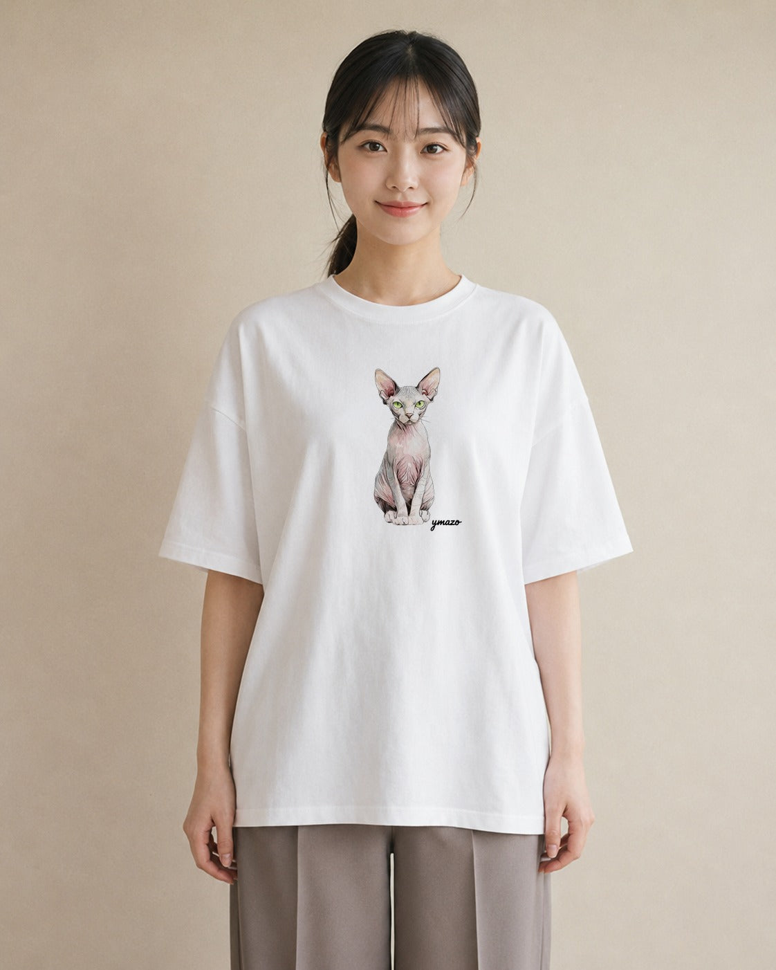 プリントTシャツ レディース シャム柄 猫 ねこ イラスト ポップ クリスマス 旅行 白T