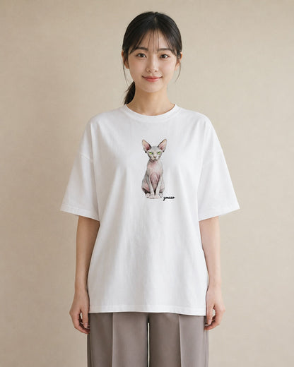 プリントTシャツ レディース シャム柄 猫 ねこ イラスト ポップ クリスマス 旅行 白T