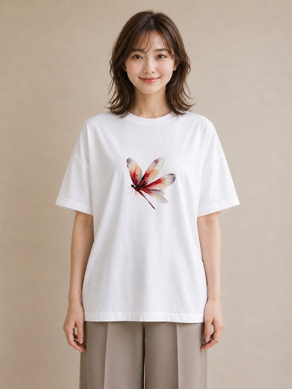 デザインTシャツ レディース ホタル 昆虫 虫 イラスト 休日コーデ 買い物 夏コーデ 白T