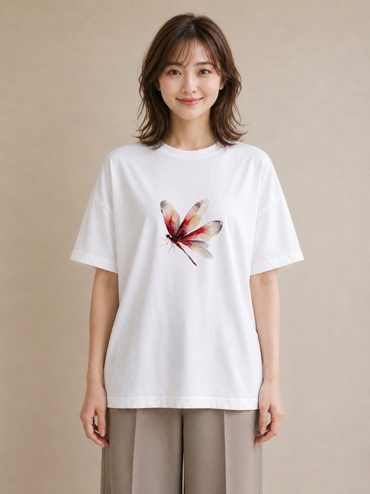 デザインTシャツ レディース ホタル 昆虫 虫 イラスト 休日コーデ 買い物 夏コーデ 白T