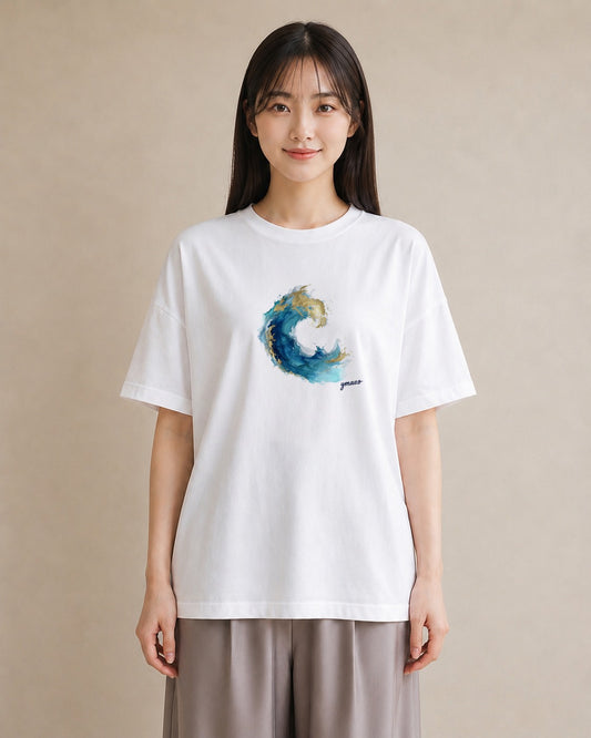 半袖Tシャツ レディース 海 星空 宇宙 イラスト お洒落 秋コーデ おしゃれギフト 白T