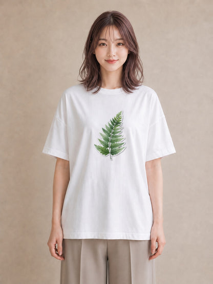 Tシャツ レディース ボタニカル 植物 イラスト お洒落 誕生日プレゼント 綿100 白T