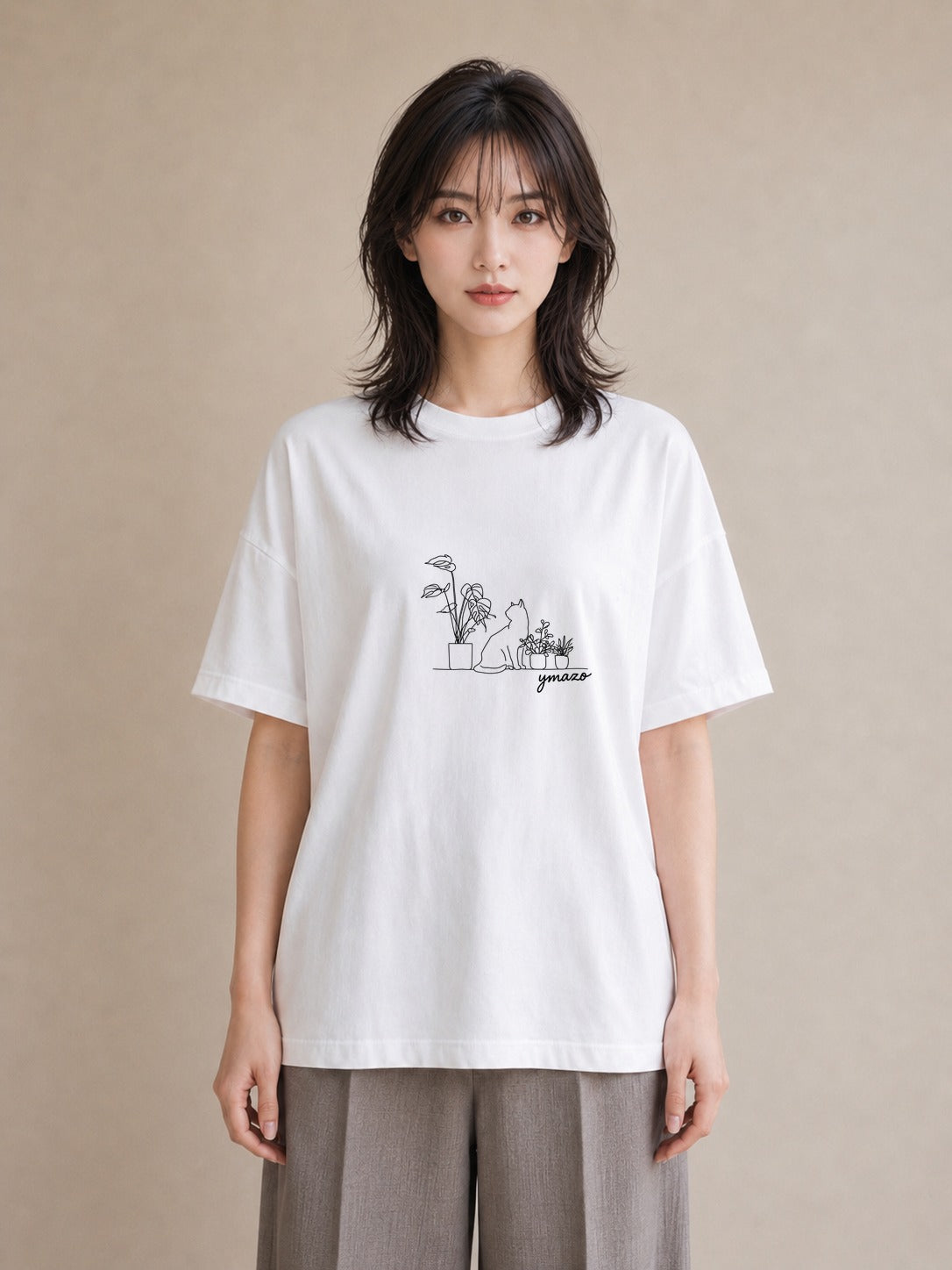 半袖Tシャツ レディース 観葉植物 ボタニカル 植物 イラスト 個性的 姉妹 送別ギフト 白T