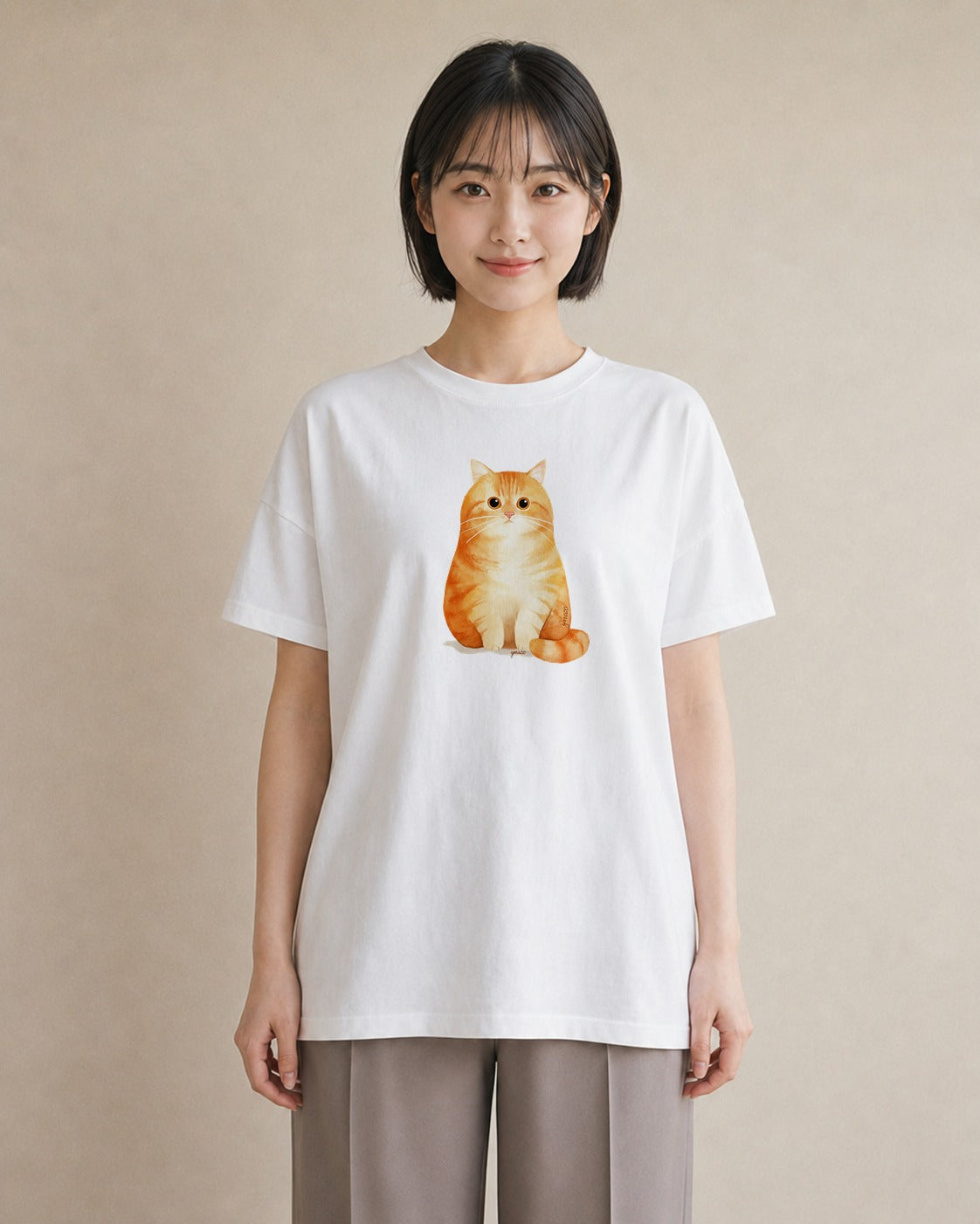 Tシャツ レディース ペルシャ 猫 ねこ イラスト お揃い 親子 白T