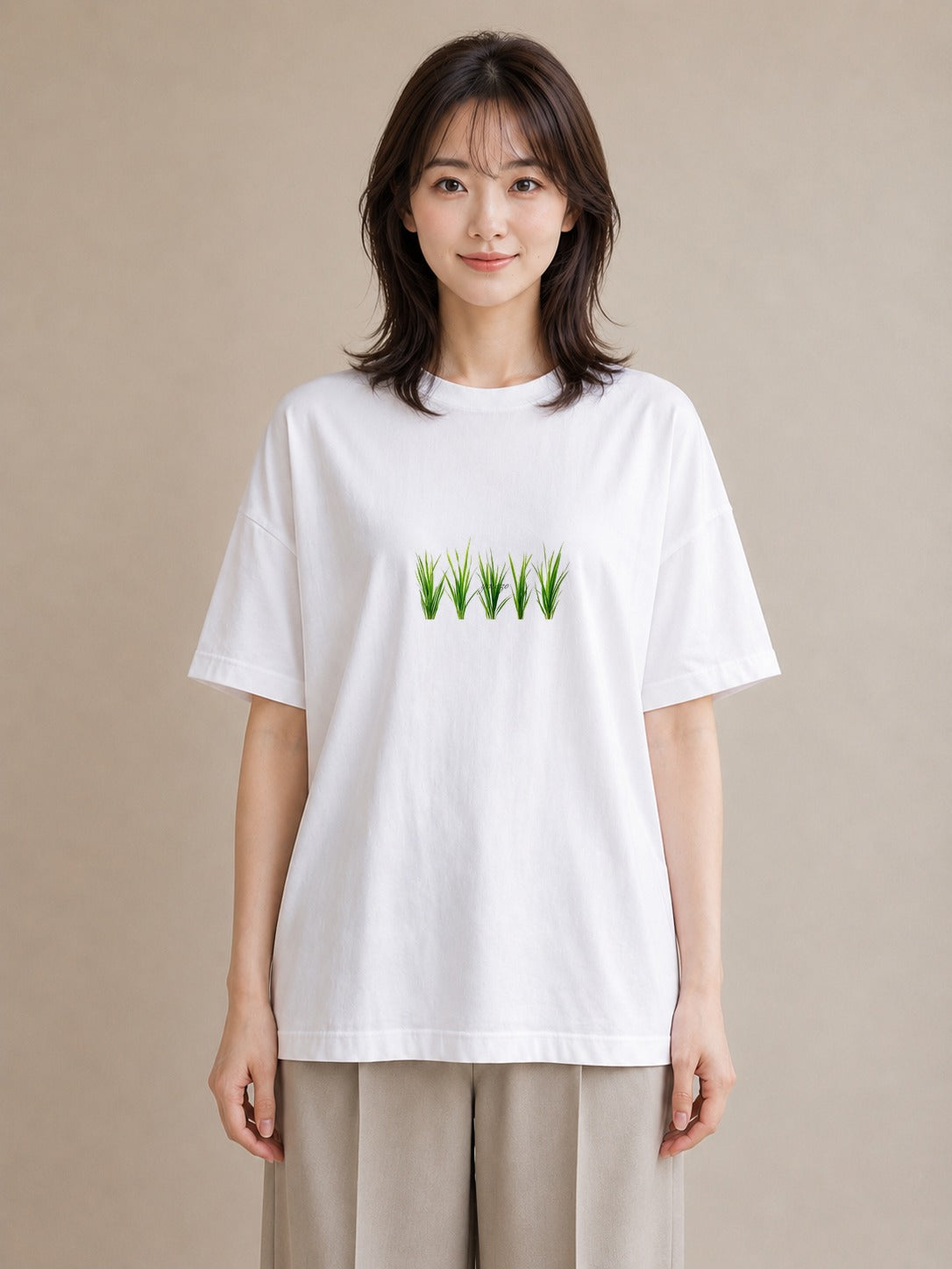 デザインTシャツ レディース 芝生 植物 ボタニカル イラスト ヴィンテージ風 ギフト 母の日 白T