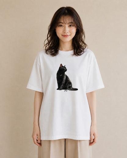 半袖Tシャツ レディース 靴下猫 猫 ねこ イラスト カフェコーデ クリスマス 旅行 白T