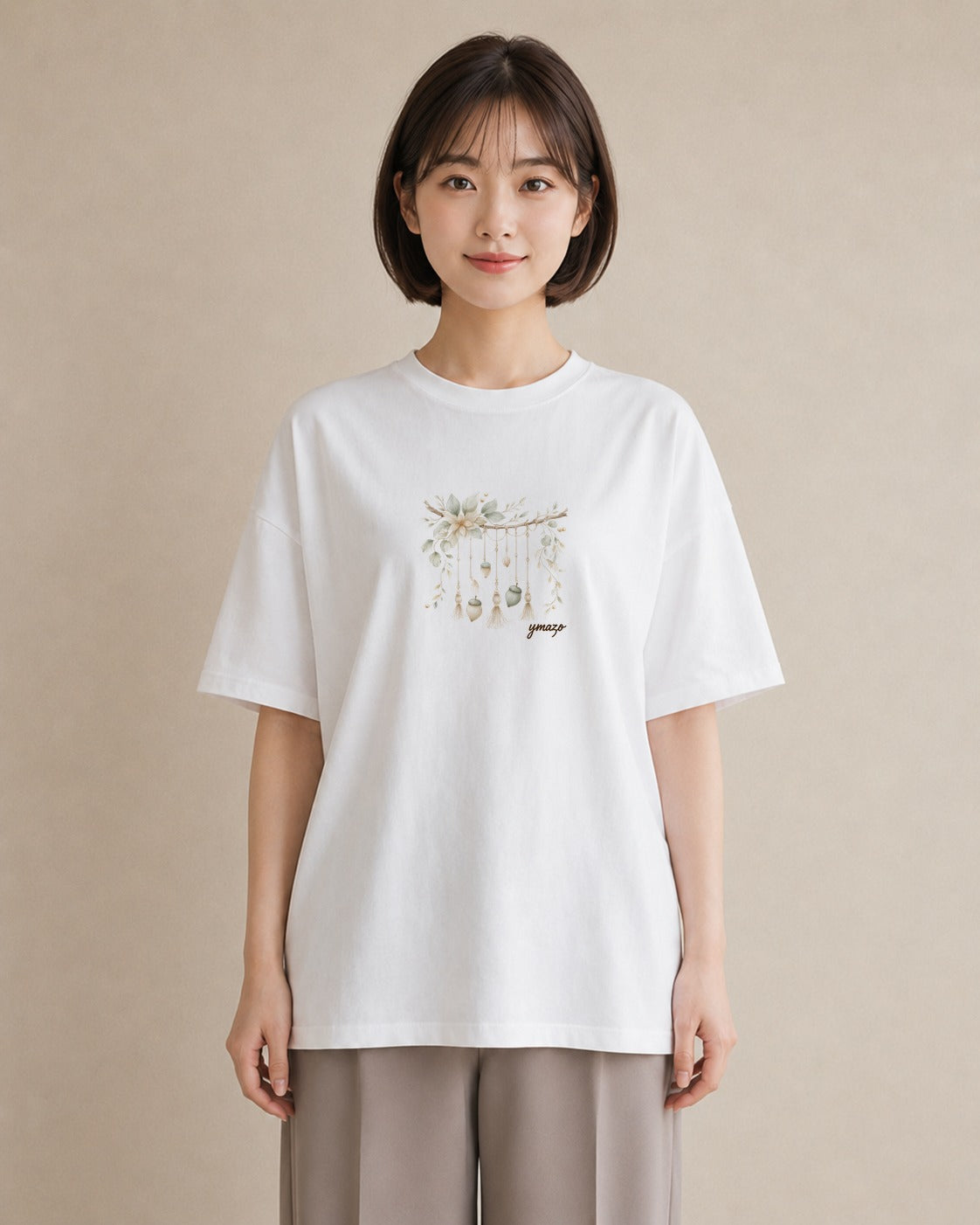 半袖Tシャツ レディース 洗濯物 風 ナチュラル アンティーク イラスト シンプル 母娘コーデ 自分用 白T