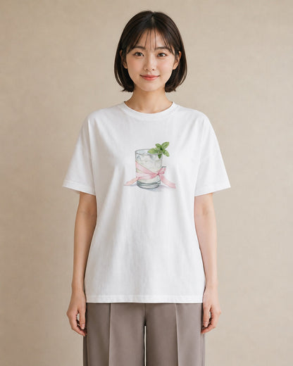 プリントTシャツ レディース クリームソーダ 食べ物 フード イラスト きれいめカジュアル 休日 ペアコーデ 白T