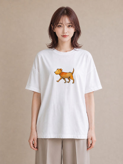 デザインTシャツ レディース 子犬 犬 いぬ イラスト 休日コーデ デイリーウェア 休日 白T