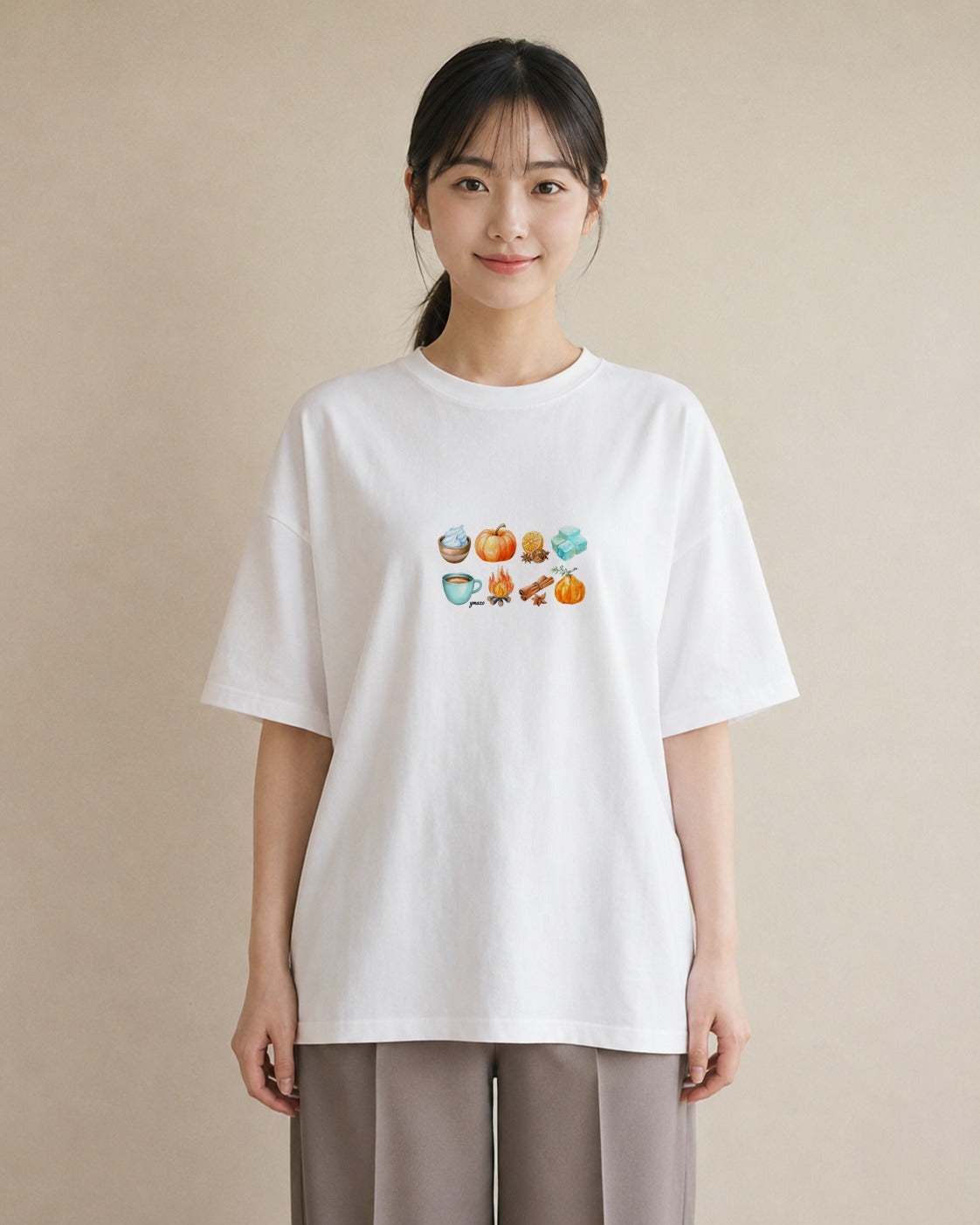 プリントTシャツ レディース 実り 植物 ボタニカル イラスト 個性的 カフェ服 クリスマス 白T