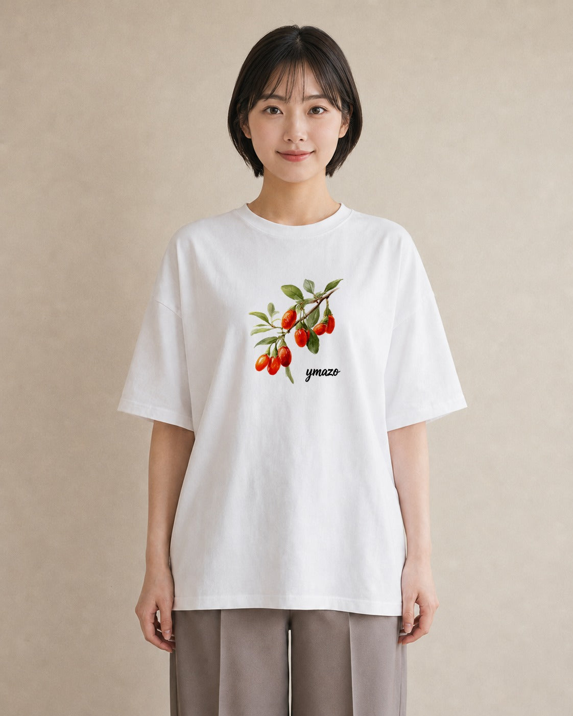グラフィックTシャツ レディース 木の実 植物 ボタニカル イラスト 普段使い 海 カフェ巡り 白T