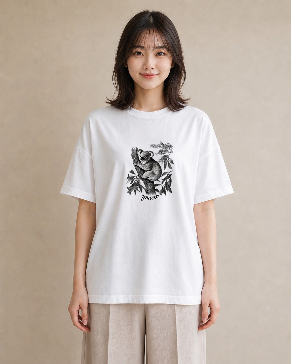 デザインTシャツ レディース コアラ 動物 アニマル イラスト シック クリスマス 旅行 白T
