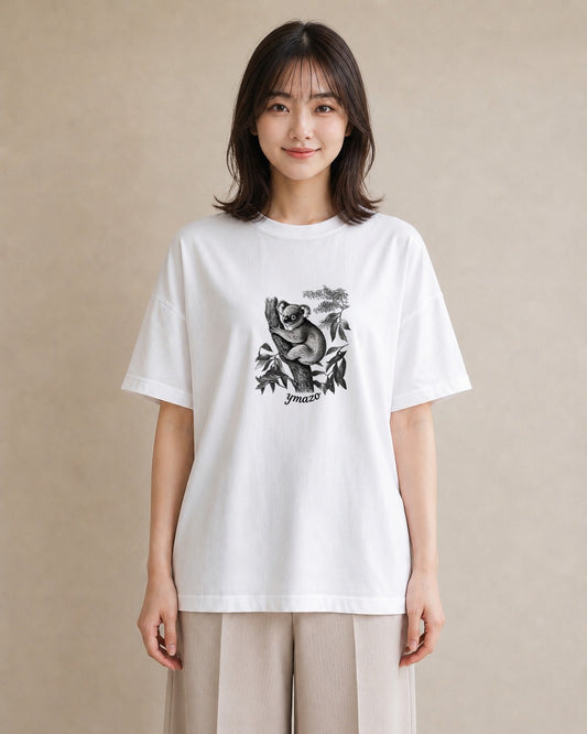 デザインTシャツ レディース コアラ 動物 アニマル イラスト シック クリスマス 旅行 白T
