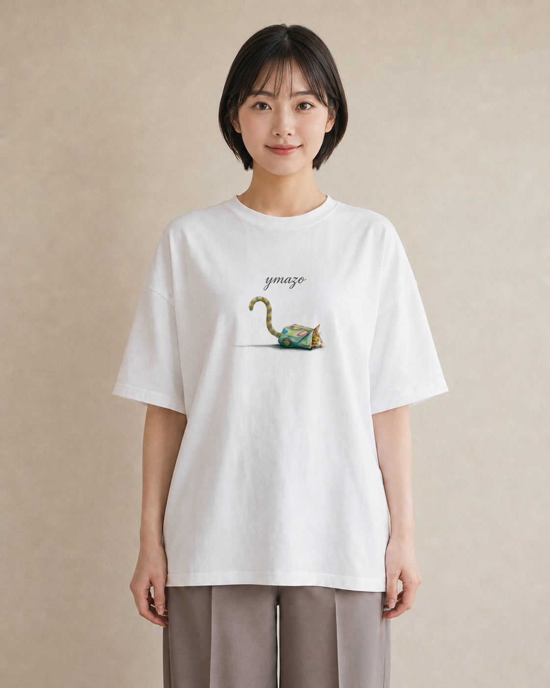 半袖Tシャツ レディース エキゾチックショートヘア 猫 ねこ イラスト こなれ感 旅行用 海 白T