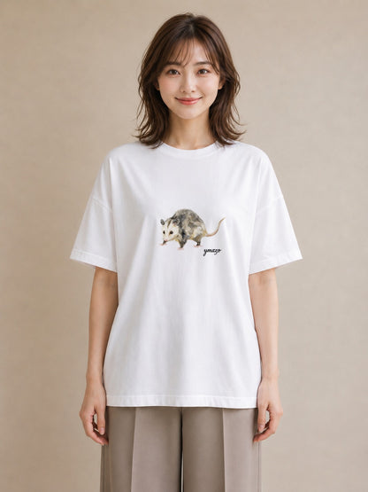半袖Tシャツ レディース キンクマハムスター ペット 動物 イラスト ゆるコーデ カフェ巡り 女子会 白T