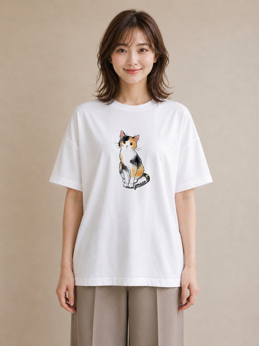 プリントTシャツ レディース シャム 猫 ねこ イラスト ラフ 春コーデ 姉妹 白T