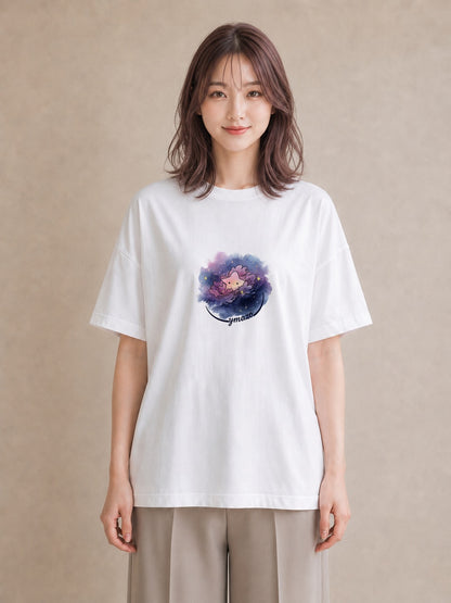 半袖Tシャツ レディース 天秤座 星空 宇宙 イラスト 上品 旅行 母娘コーデ 白T