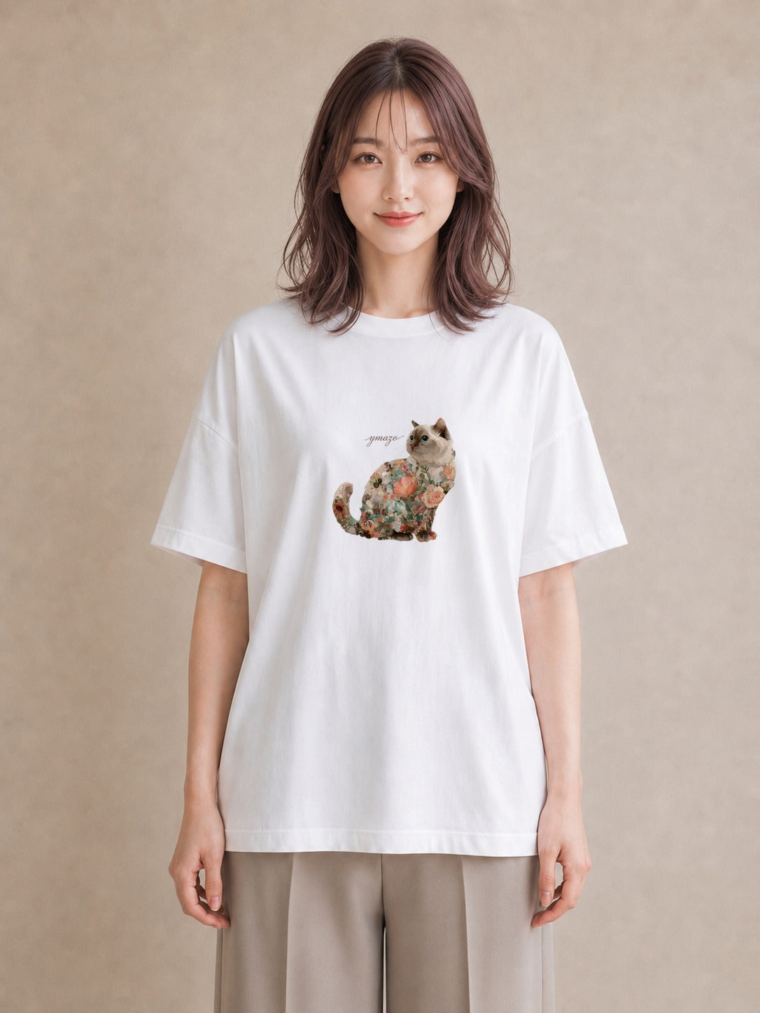 デザインTシャツ レディース ラグドール 猫 ねこ イラスト ヴィンテージ風 女子会 お揃い 白T