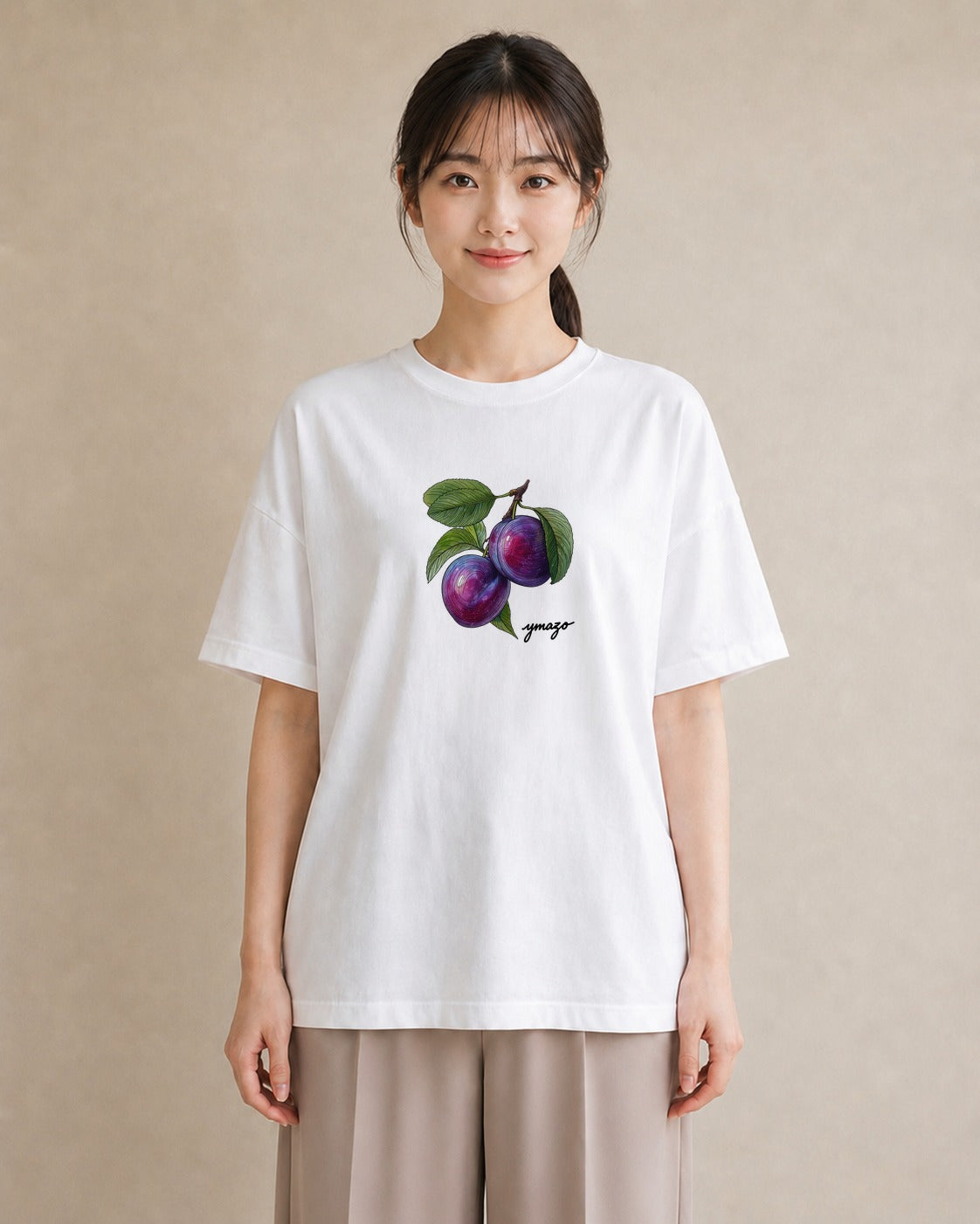 グラフィックTシャツ レディース さくらんぼ チェリー 食べ物 フード イラスト カフェコーデ 母娘コーデ 自分用 白T