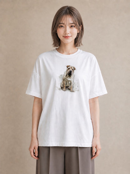 Tシャツ レディース 老犬 犬 いぬ イラスト ガーリー 女性向けギフト 散歩 白T