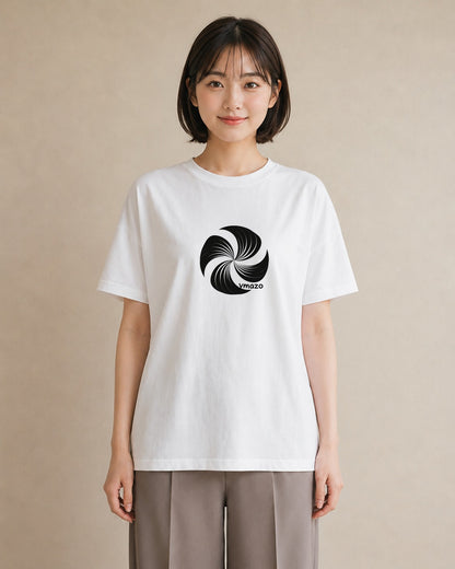 グラフィックTシャツ レディース 扇子 そよ風 ナチュラル アンティーク イラスト カフェコーデ ママ カフェ服 白T