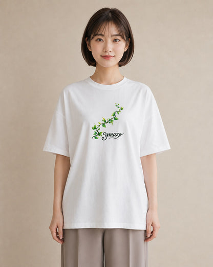 Tシャツ レディース 新緑 植物 ボタニカル イラスト ポップ お出かけ 普段着 白T