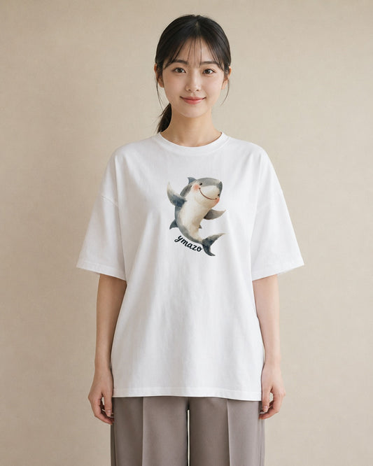 デザインTシャツ レディース シャチ 海の生き物 海 イラスト ゆるかわ ママ カフェ服 白T