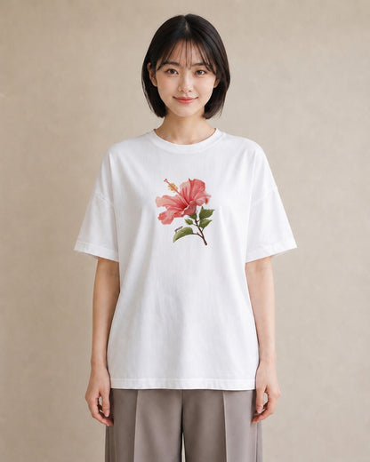 プリントTシャツ レディース カーネーション 花 花柄 イラスト ゆるコーデ 帰省 ラフ 白T