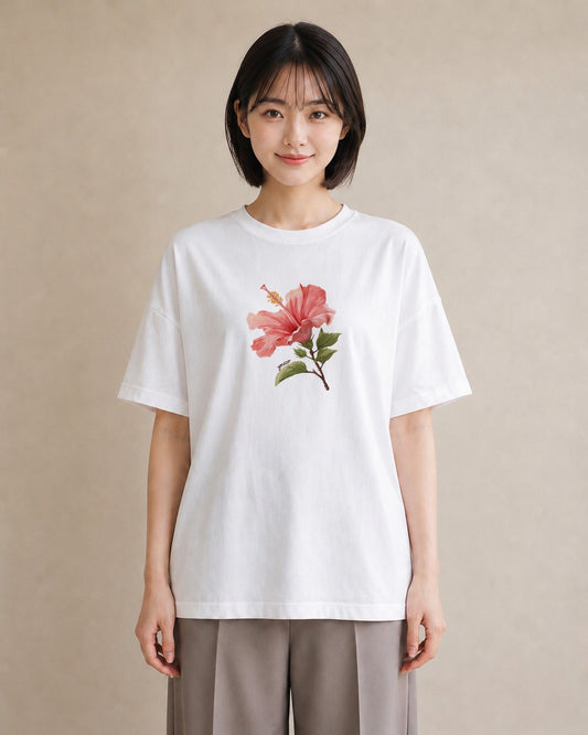 プリントTシャツ レディース カーネーション 花 花柄 イラスト ゆるコーデ 帰省 ラフ 白T