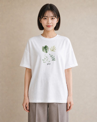 デザインTシャツ レディース モンステラ 植物 ボタニカル イラスト きれいめ 散歩 お出かけ 白T