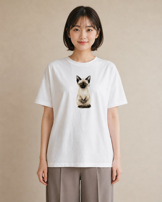 プリントTシャツ レディース エキゾチックショートヘア 猫 ねこ イラスト ポップ ルームウェア ギフト 白T