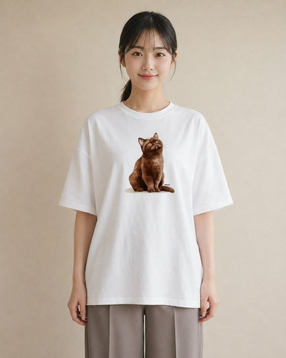 Tシャツ レディース ソマリ 猫 ねこ イラスト 線画 レイヤード 友達ギフト 白T
