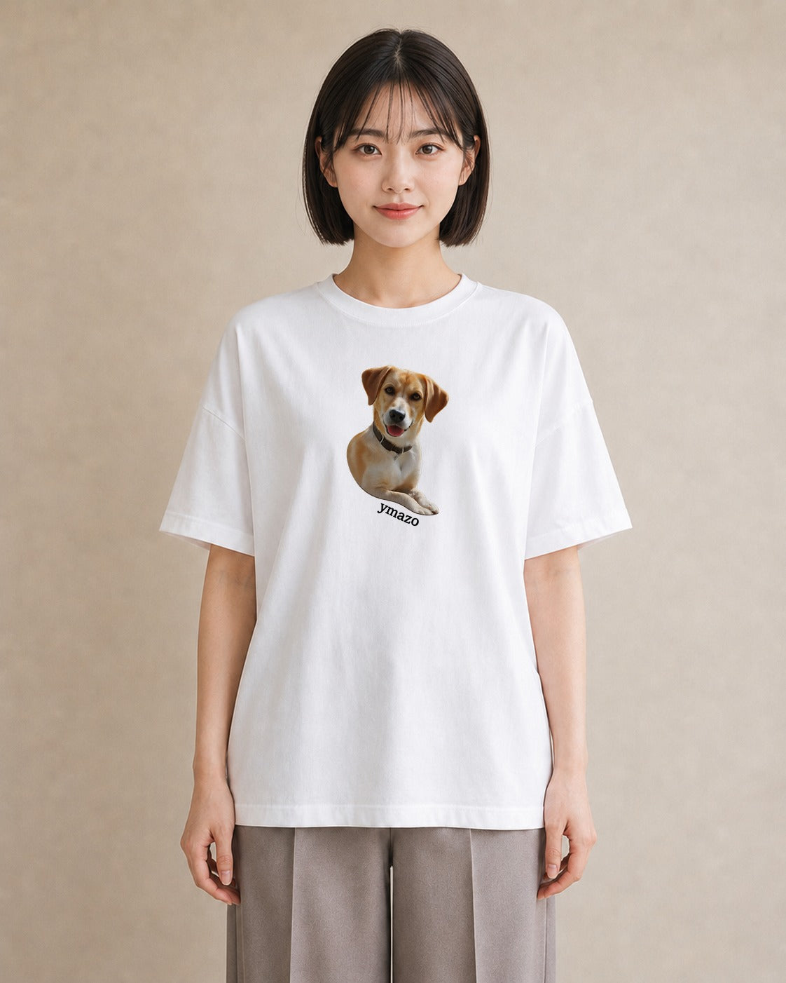 デザインTシャツ レディース ラブラドールレトリバー 犬 いぬ イラスト 韓国風 休日 ペアコーデ 白T